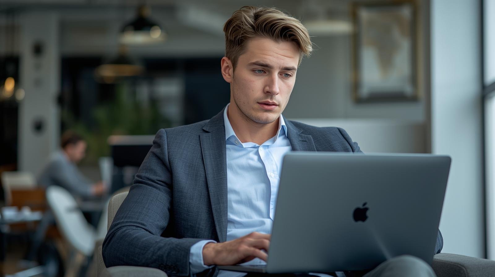 jeune professionnel motivé consultant des offres d’emploi sur son ordinateur, prêt à saisir les opportunités dans les métiers en tension au québec (1)