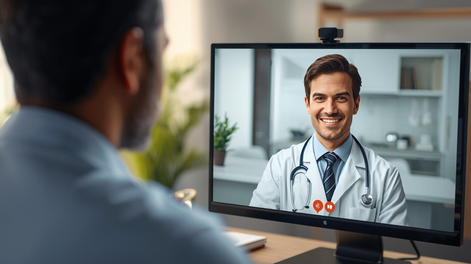 consultation de télémédecine patient parlant avec un médecin via un écran d’ordinateur. (2)