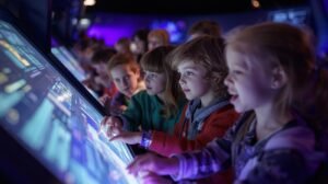 enfants découvrant une exposition interactive au cosmodôme de laval, activité éducative et ludique au québec