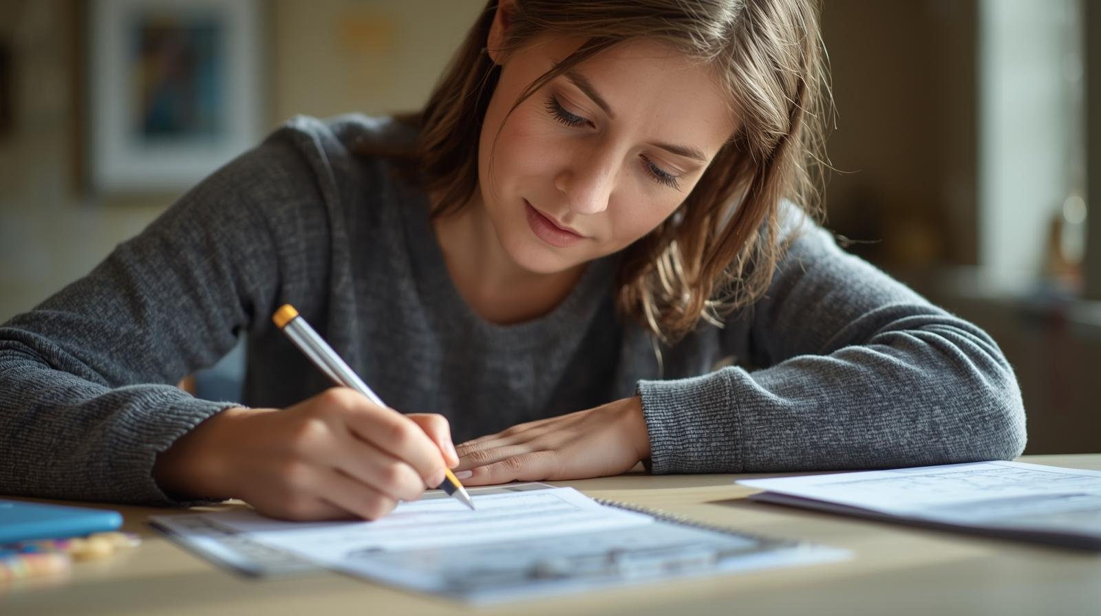 image parent qui remplit un formulaire d’inscription scolaire