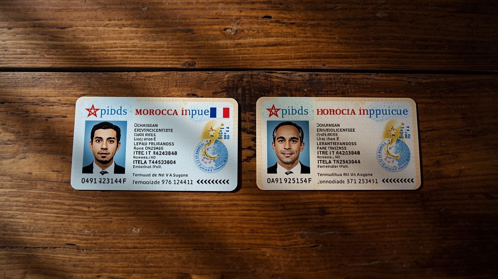 permis de conduire marocain et français posés sur une table, prêts à être échangés contre un permis québécois (1)