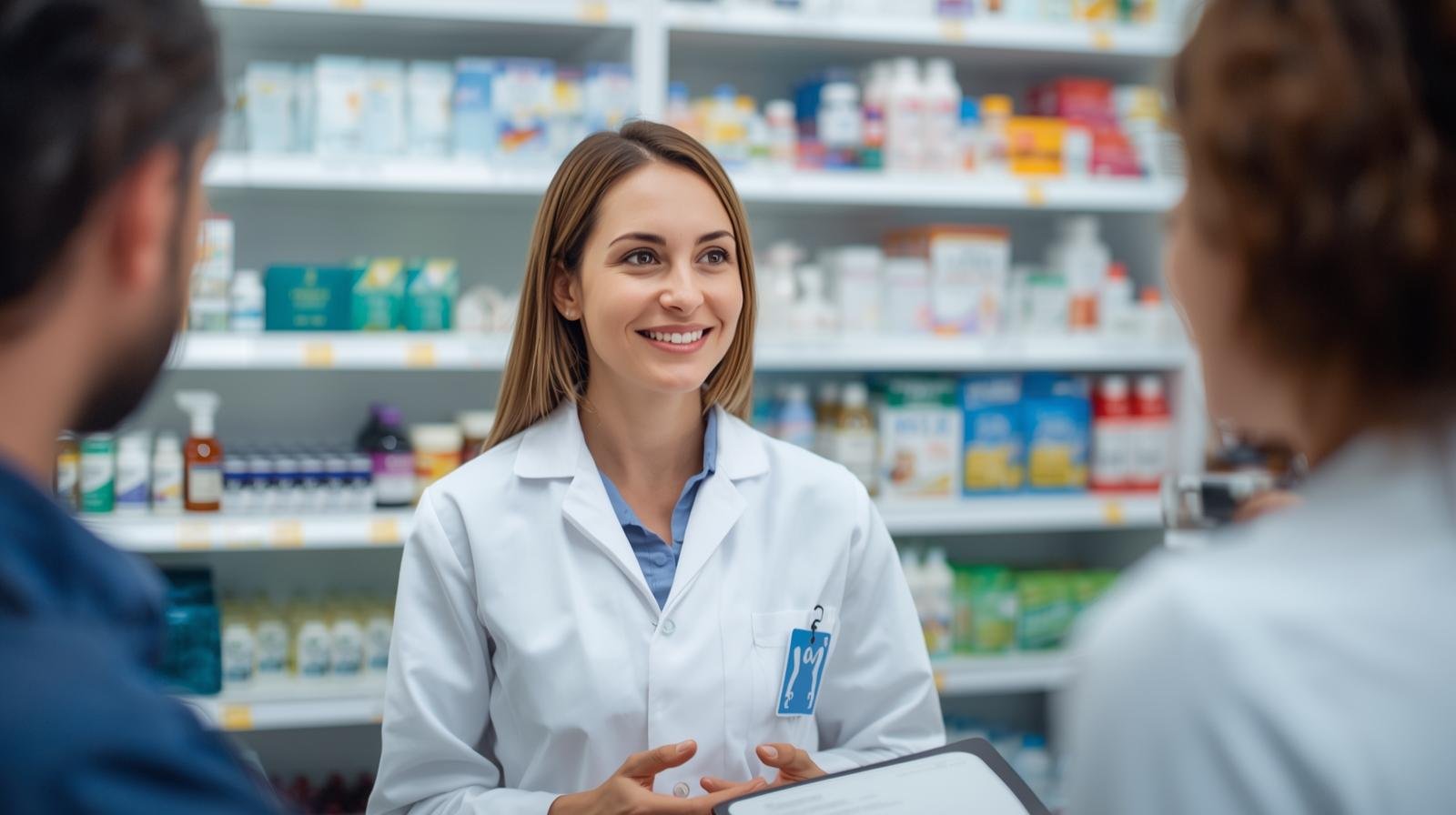 pharmacien conseillant un client dans une pharmacie moderne. (3)