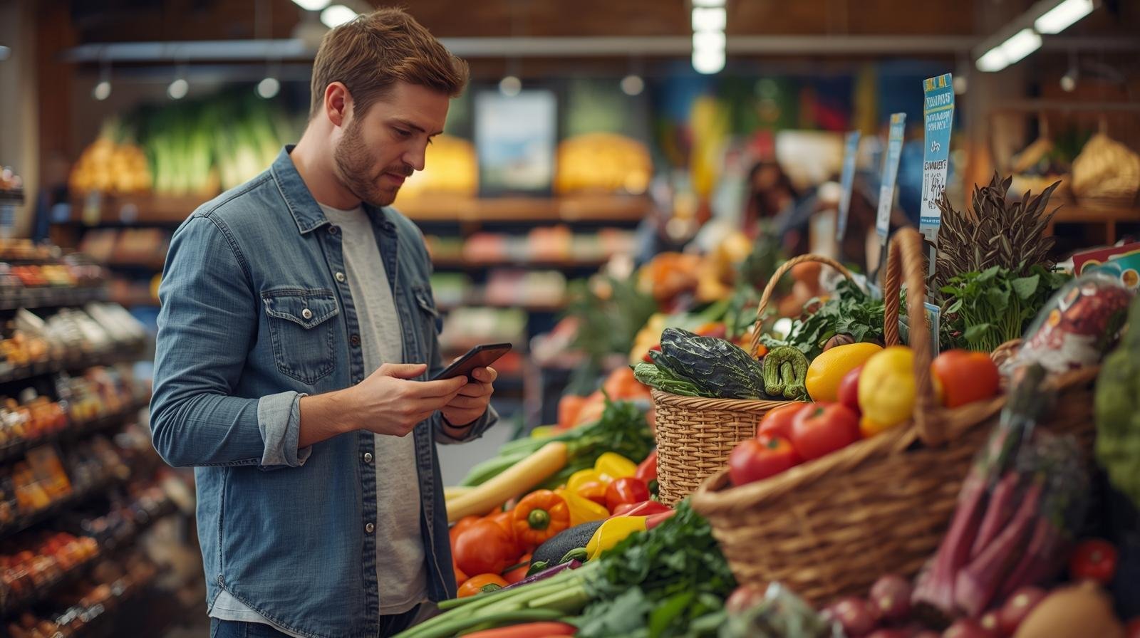 une personne fait ses courses dans une épicerie locale,