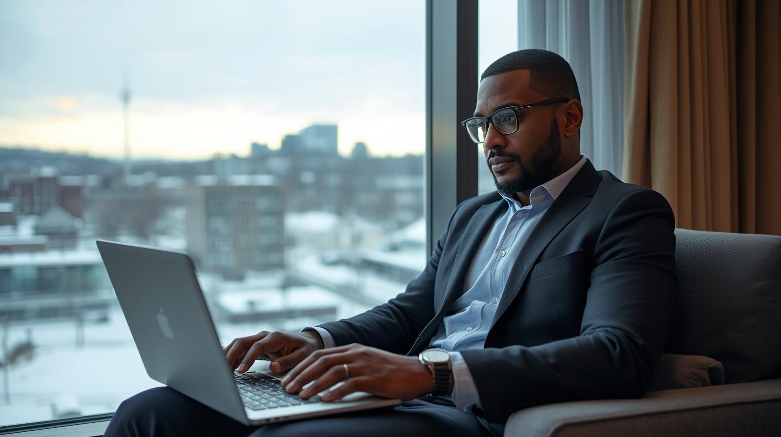 un professionnel travaillant à distance