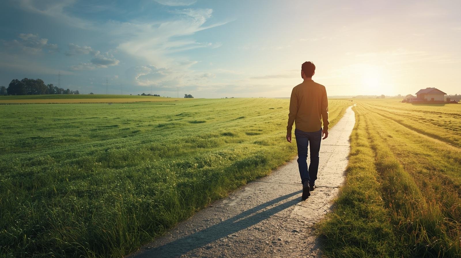 Reconversion professionnelle au Québec : pourquoi 30 ou 40 ans n’est pas trop tard une personne marche sur un chemin symbolique, entre deux paysages différents, l’un représentant son ancien emploi et l’autre un nouveau métier.